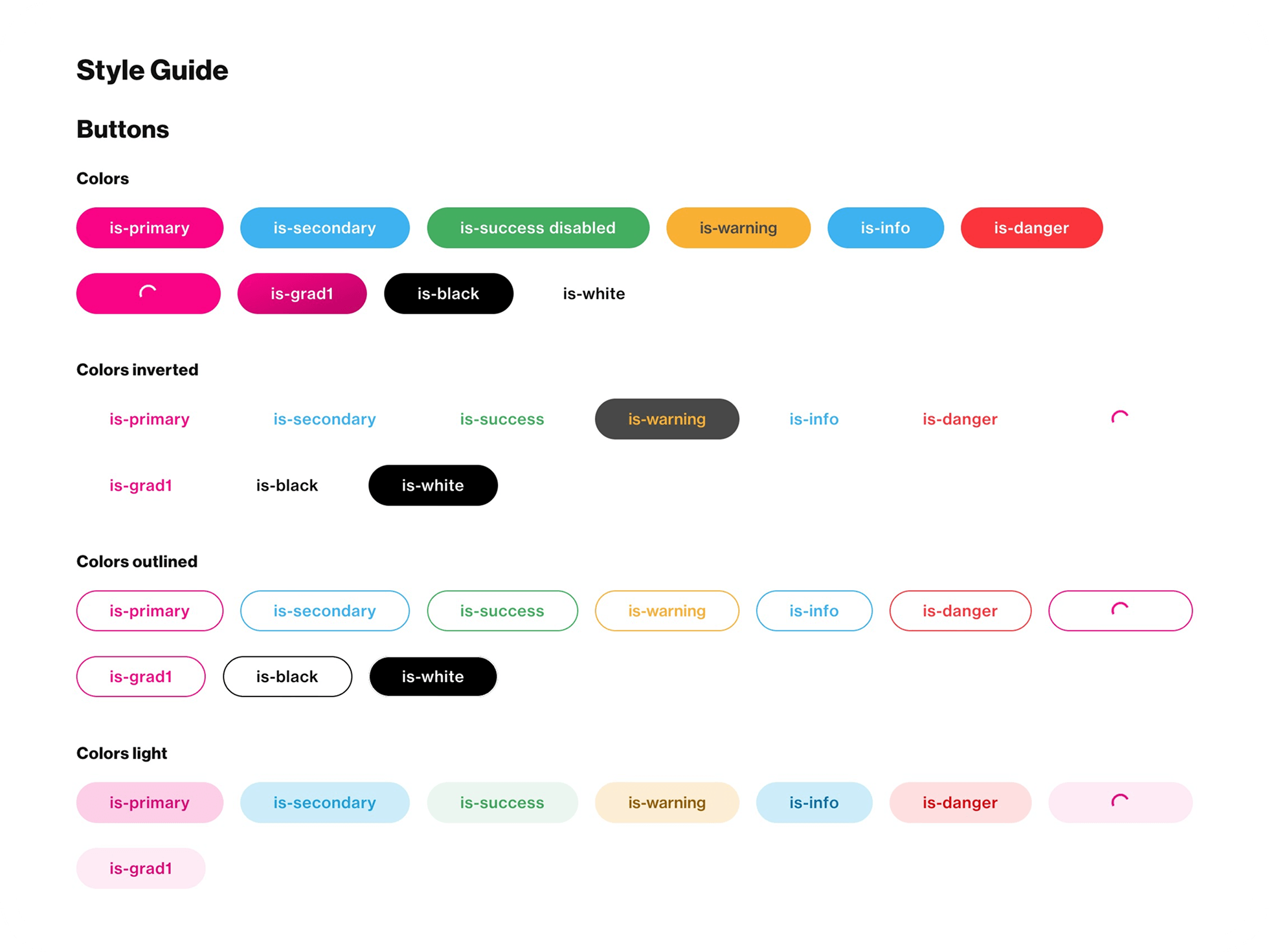 Actually style guide — buttons, colour palette, and typography