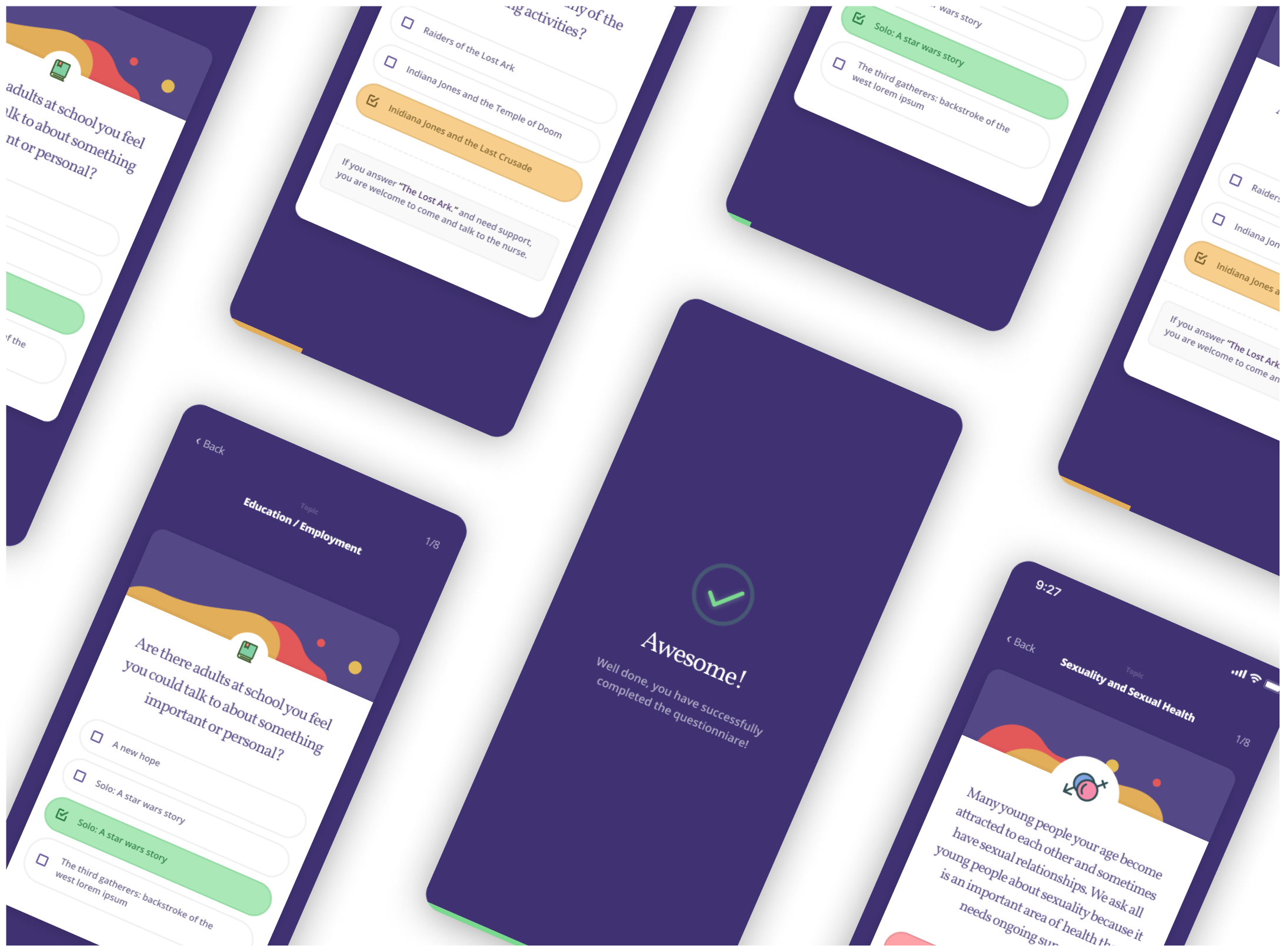 Anamata app screens — dashboard and student overview